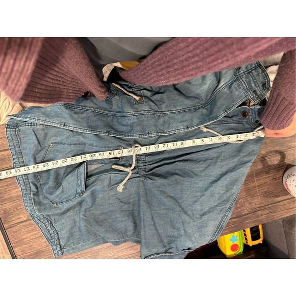 Anthropologie Pilcro Button Front Removable Hood Denim Kimono Jacket Blue Medium - Picture 12 of 12